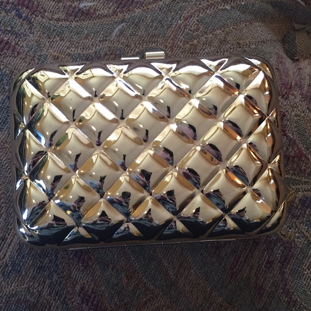 Gold Metal Box Clutch